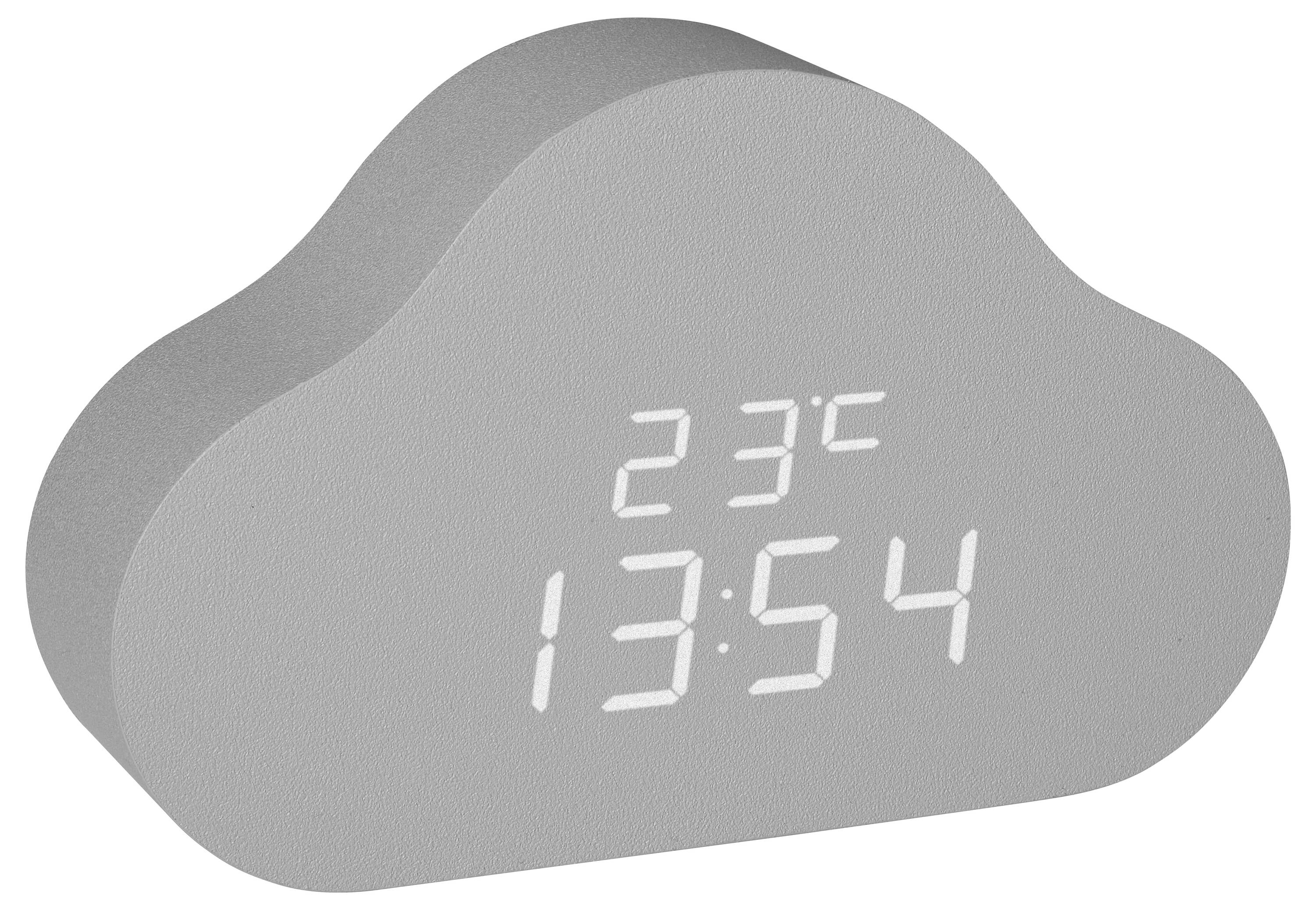 Une horloge grise en forme de nuage affiche l'heure '13:54' et la température '23°C'.