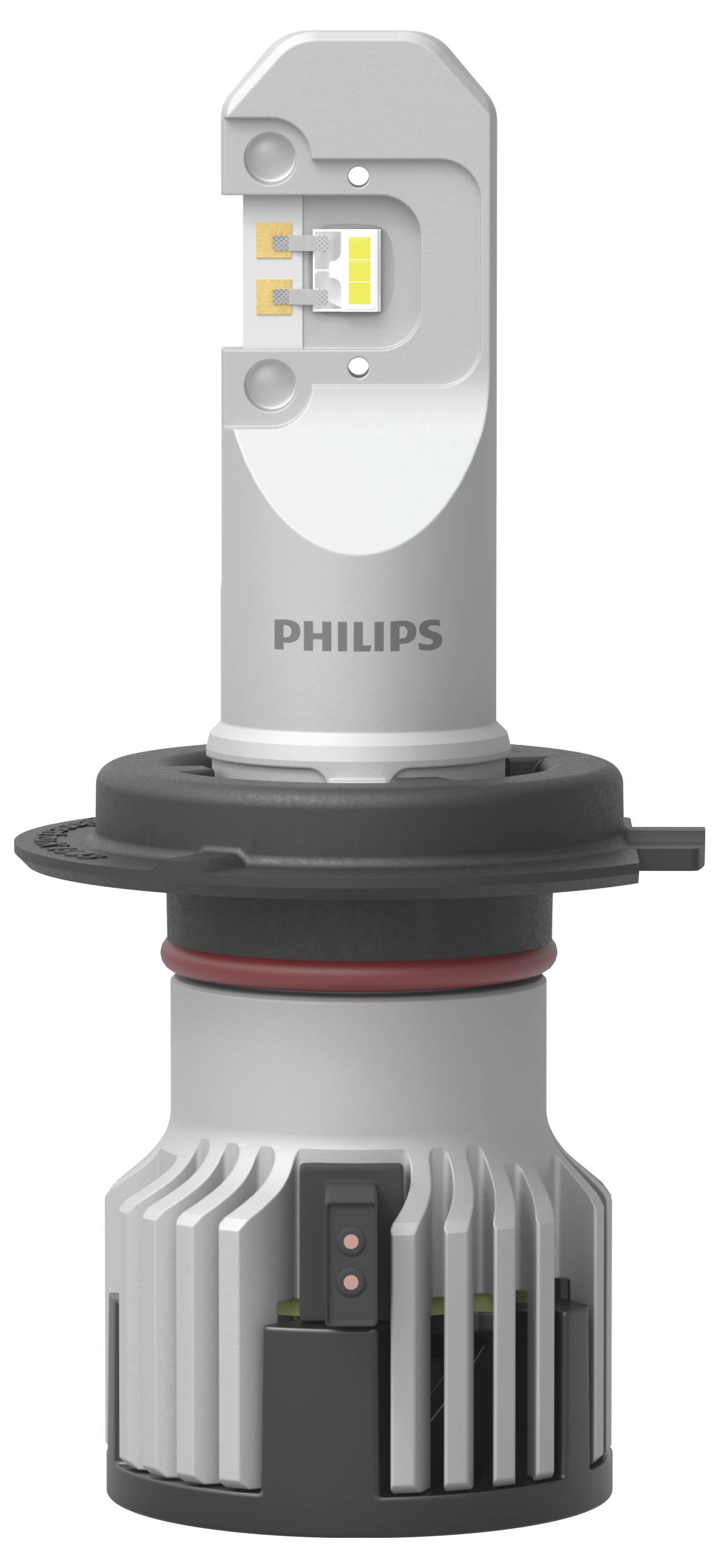 Un phare à LED pour automobile avec un boîtier gris et le nom de marque 'Philips' sur sa surface.