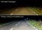 En haut : Rue faiblement éclairée par un éclairage halogène standard. En bas : La même rue avec un éclairage lumineux et clair grâce aux LED Philips Ultinon Pro6000.