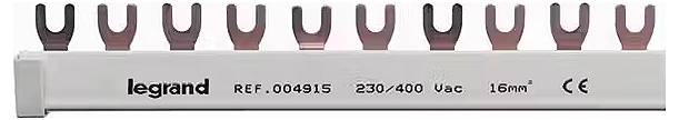 Legrand 004915 Rail 004915 à fourche 2 pôles avec alimentation à 4 pôles 12TE 16qmm Rail de peigne 1 pc(s)
