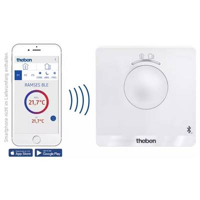 L'application mobile se connecte à un thermostat Theben et affiche le contrôle de température.