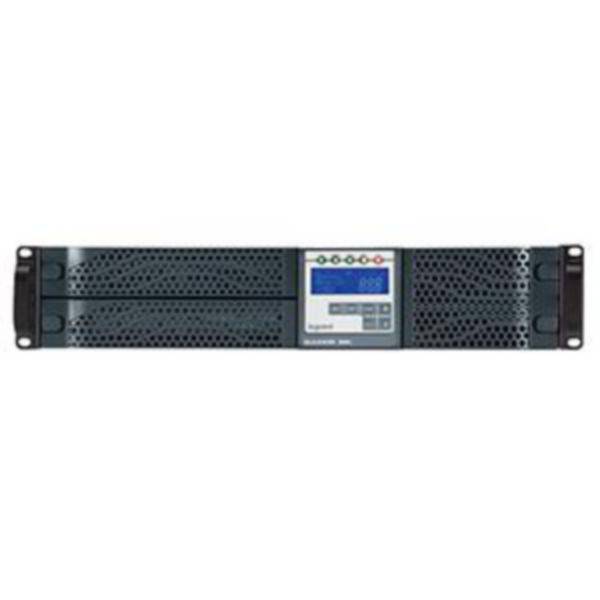 Un appareil noir de type rack avec des fentes de ventilation et un affichage numérique au centre, faisant partie d'un système serveur ou de communication.