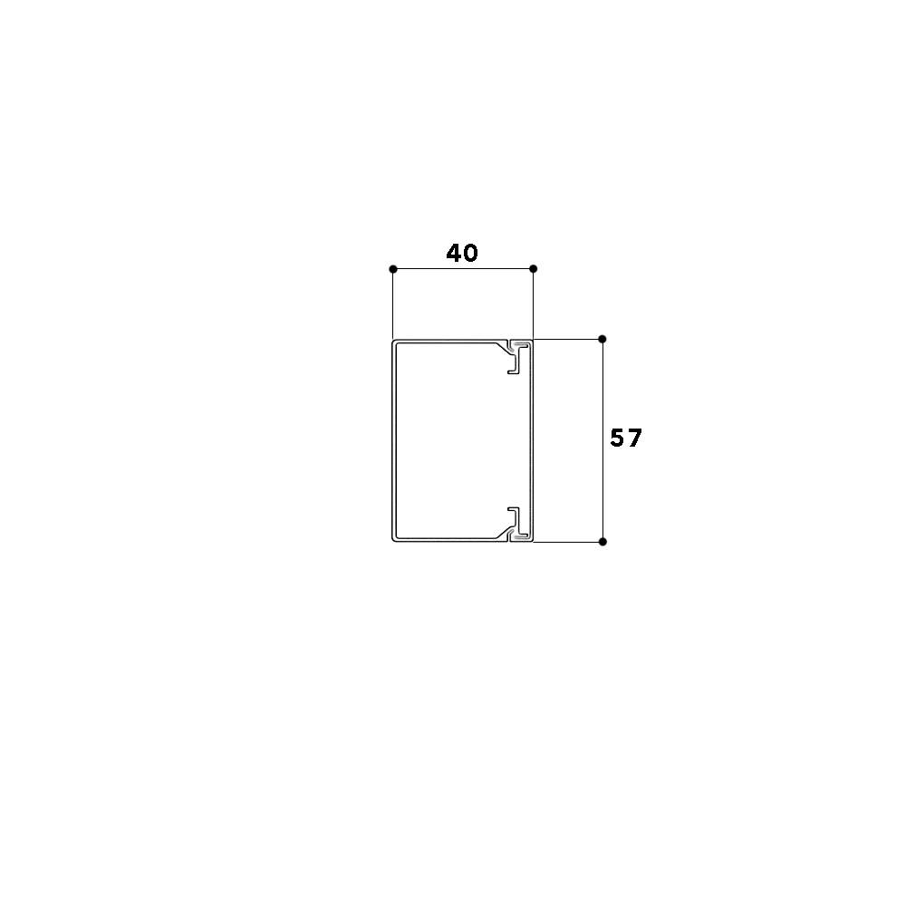 Dessin technique d'un profilé rectangulaire de 40 mm de largeur et 57 mm de hauteur, sans autres détails.