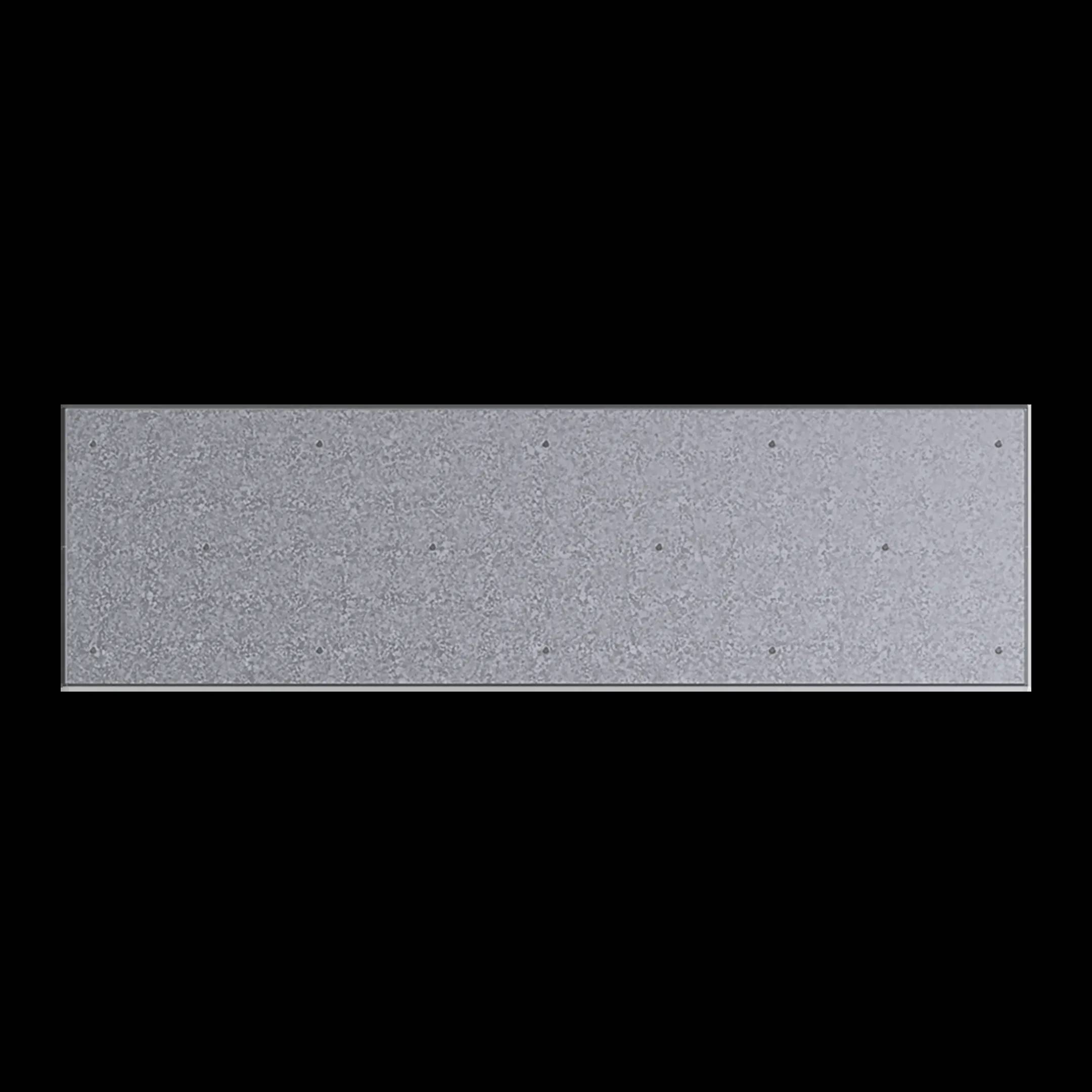 Surface texturée grise rectangulaire avec de petits points noirs, sur un fond noir.