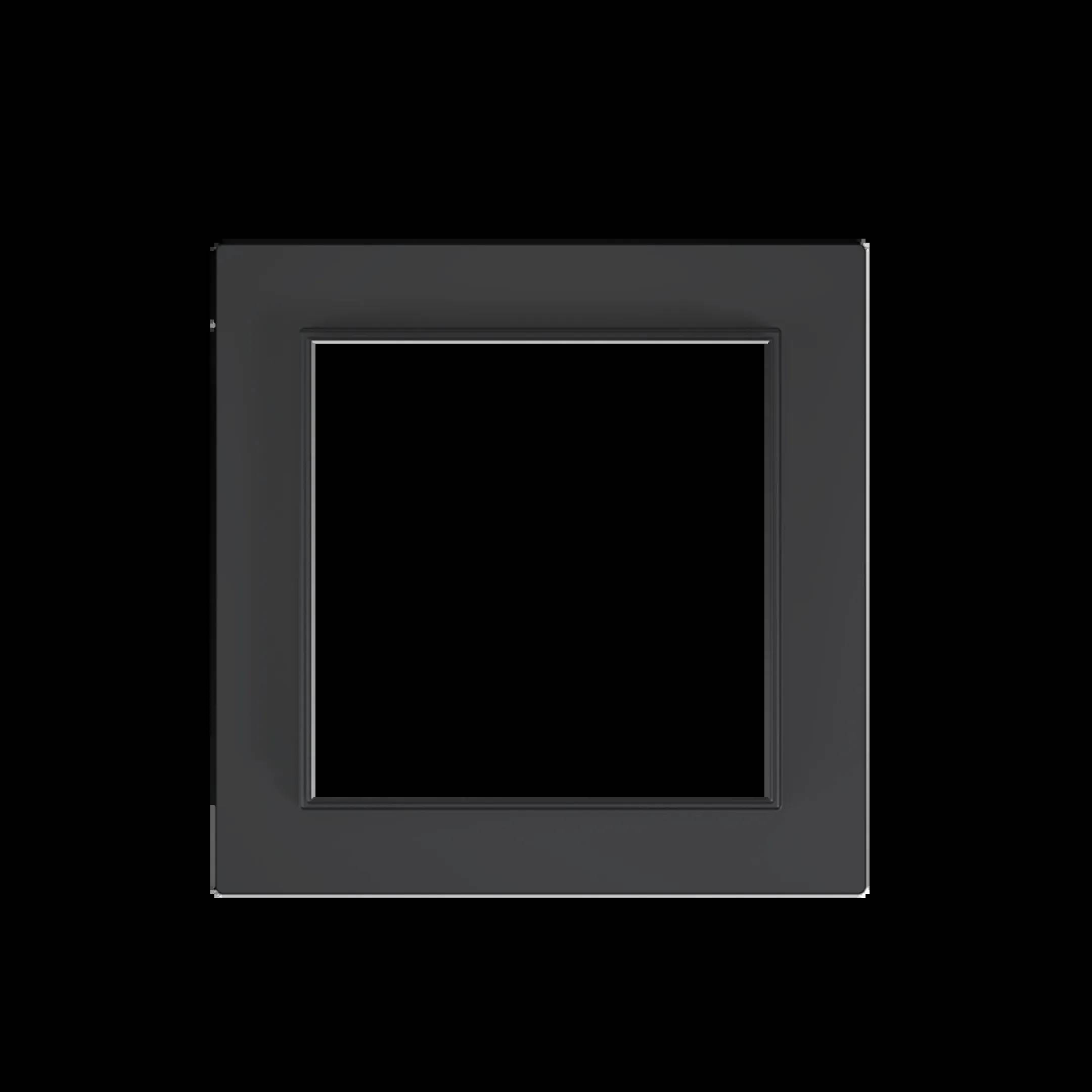 Cadre photo carré noir vide sur un fond noir.