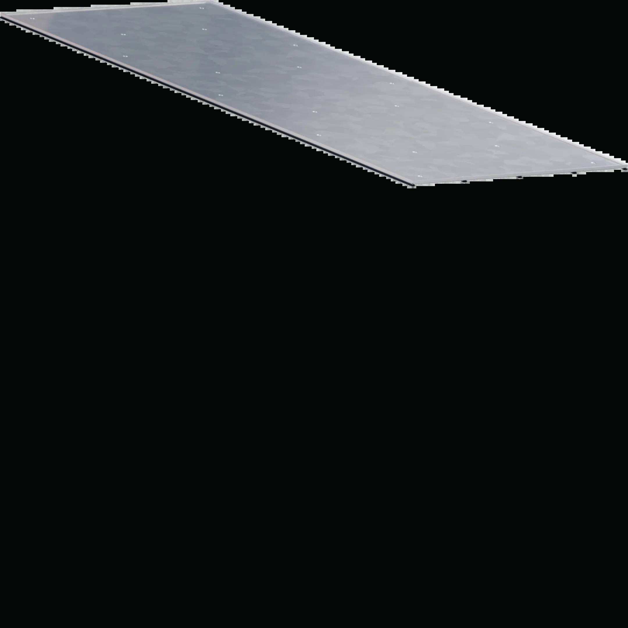 Une tôle rectangulaire en métal perforée le long des bords, pouvant être utilisée comme pièce de montage ou élément de fixation.