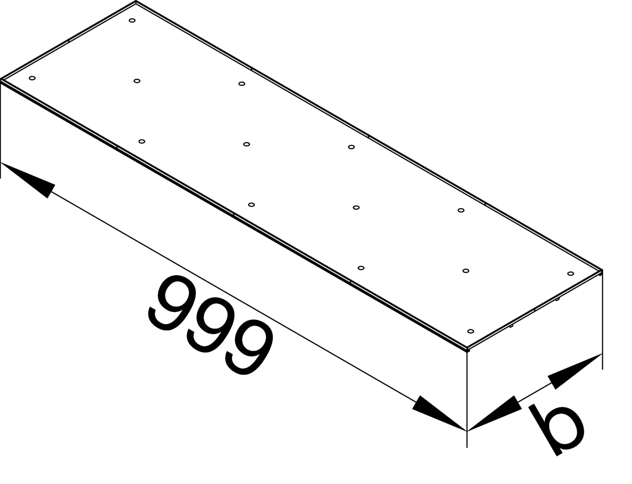 '999' en grands chiffres noirs sur un rectangle blanc et anguleux.