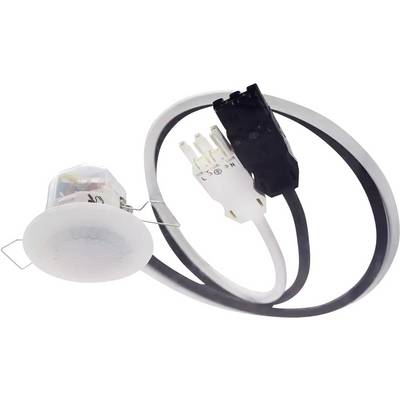 Un détecteur de mouvement avec connexion filaire et capteur blanc, adapté pour une installation au plafond à l'intérieur pour le contrôle automatique de l'éclairage.
