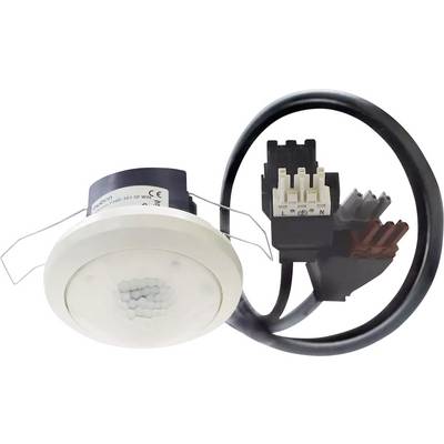Un capteur de plafond blanc avec des câbles et des connexions, souvent utilisé dans les systèmes de sécurité, pour détecter les mouvements dans les pièces.