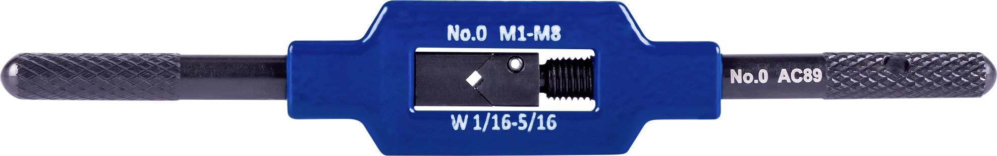 Taraud bleu avec partie de coupe en métal au centre. Adapté pour les filetages de taille M4 à M8.
