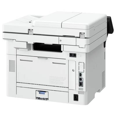Une petite imprimante multifonction blanche avec un panneau de commande sur le dessus. Prend en charge l'impression, la numérisation et la copie.