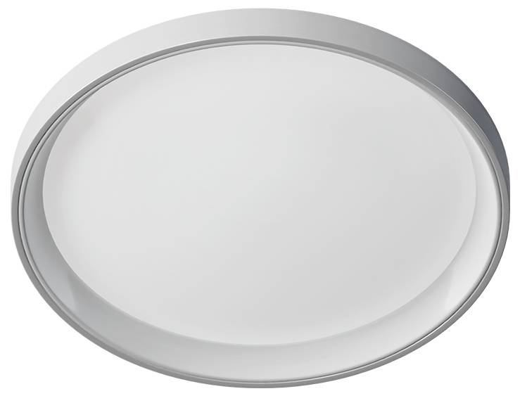 Plafonnier rond et plat au design épuré et à l'abat-jour blanc. Idéal pour l'éclairage des espaces modernes de vie ou de travail.