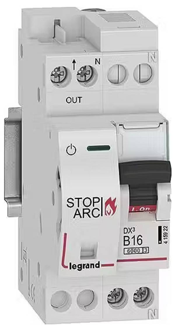 Legrand 415922 DX3 AFDD Brandschutzschalter mit LS-Schalter B16 A, 1P+NR, 6kA, 230VAC, 2TE Disjoncteur contre l'incendie
