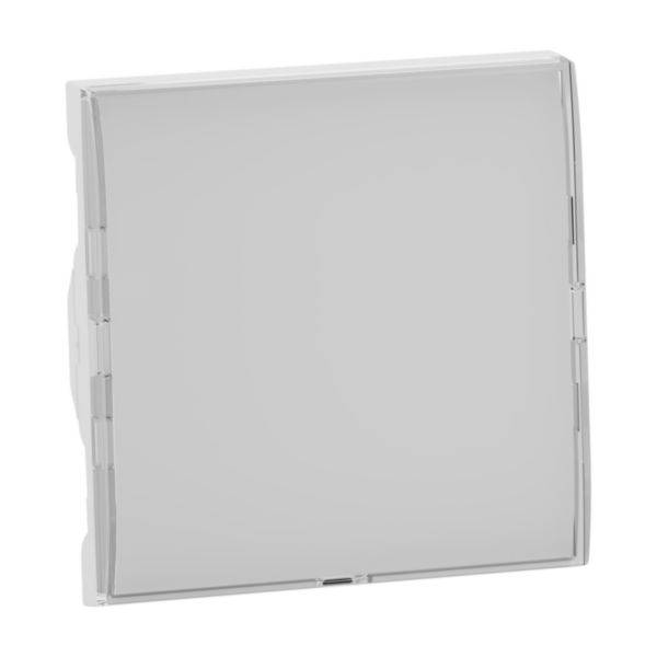 Un interrupteur blanc, carré avec des angles arrondis. Le design est minimaliste et fonctionnel, adapté aux espaces intérieurs modernes.