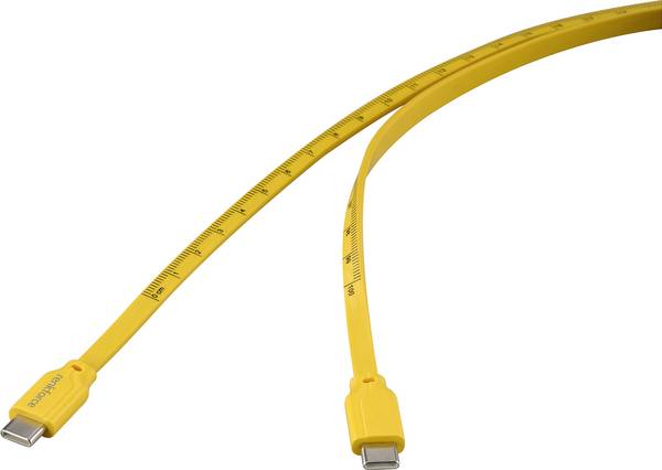 Renkforce Câble USB  USB 2.0 USB-C® mâle, USB-C® mâle 1.00 m jaune impression des dimensions (métriques) RF-6721074