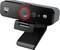 Webcam noire avec microphone intégré et résolution Full HD, adaptée aux visioconférences.