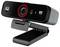 Webcam noire avec support à clip, deux objectifs, et résolution Full HD 1080p. Adaptée aux appels vidéo et aux réunions en ligne.