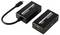 Deux extendeurs noirs 4K avec ports HDMI et USB-C, étiquetés '4K EXTENDER TX' et '4K EXTENDER RX'.