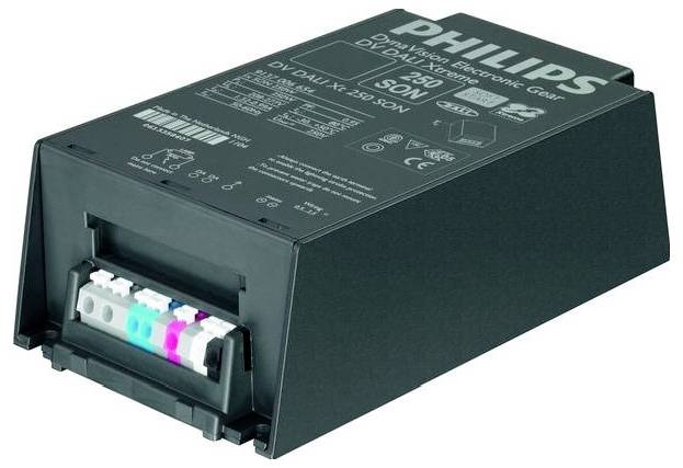 Ballast électronique Philips multiports, utilisé pour le contrôle et la régulation des sources lumineuses.
