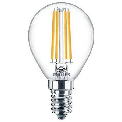 Une ampoule LED transparente avec des filaments apparents et une petite douille à vis. Caractéristique principale : design lumineux efficace.