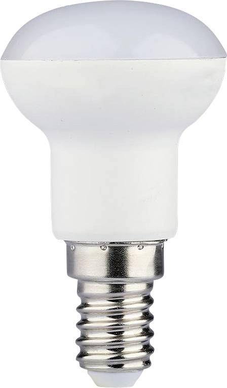 Une ampoule LED blanche avec un culot E14. Adaptée pour une utilisation dans des petites douilles d'éclairage.