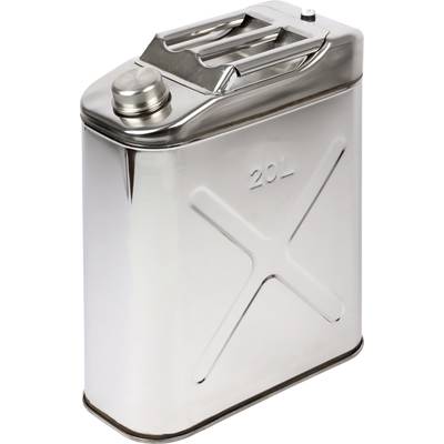 Bidon métallique à bouchon vissé, d'une capacité de 20 litres, adapté au transport de liquides.