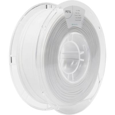 Bobine transparente de filament PETG blanc pour imprimante 3D, adaptée aux projets nécessitant de la durabilité et une résistance aux températures élevées.