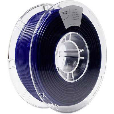 Rouleau de filament PETG bleu pour imprimante 3D, enroulé de manière transparente. Adapté à divers projets et applications d'impression.