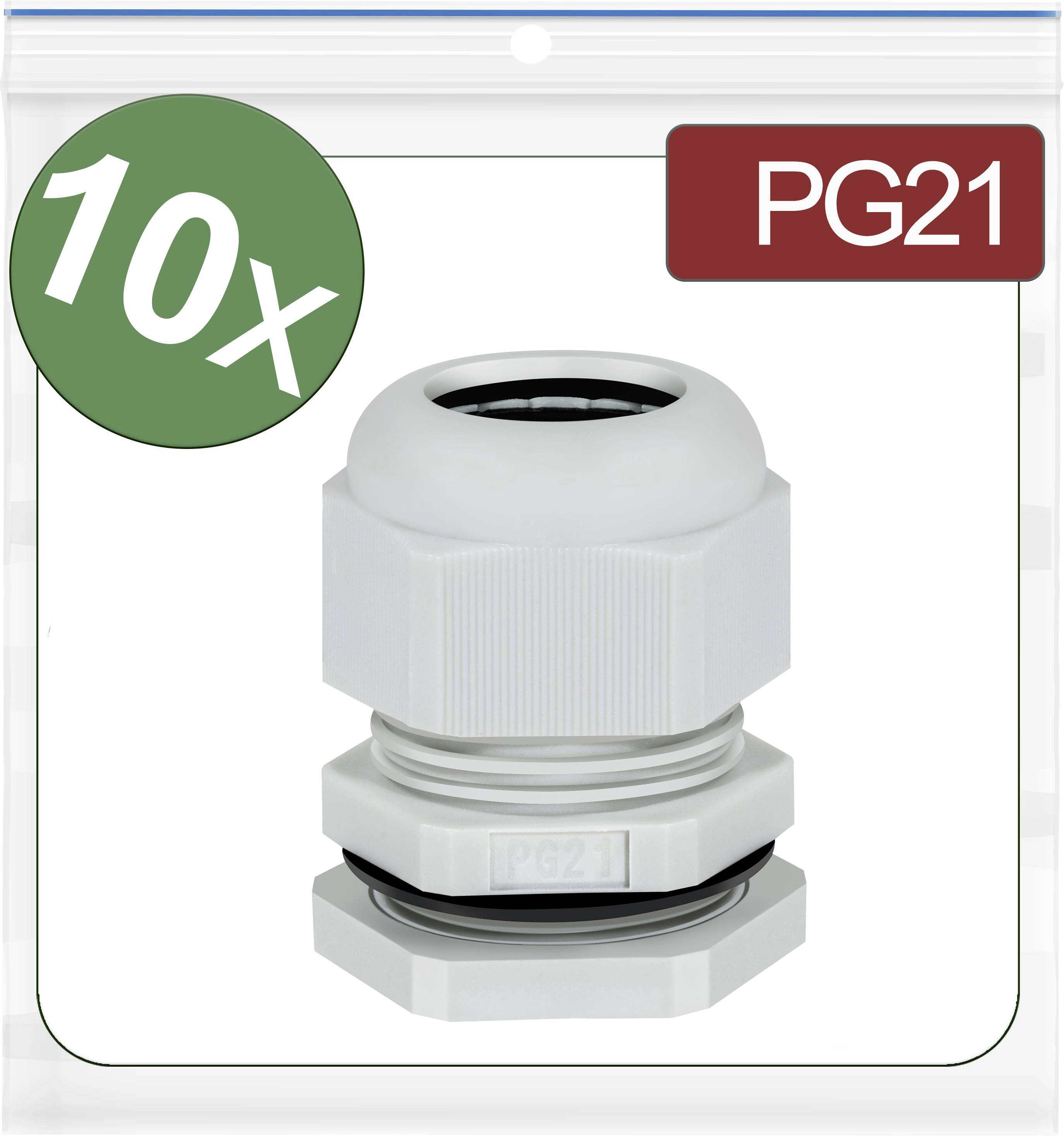 Quadrios 24CA397 Presse-étoupe PG21 Polyamide gris 10 pc(s)