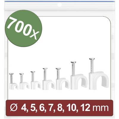Ensemble de colliers de câble de 700 pièces, tailles Ø 4, 5, 6, 7, 8, 10, 12 mm, pour la fixation de câbles.