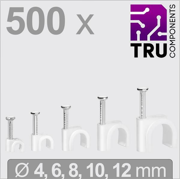 TRU COMPONENTS T24CA128 Cavalier  TC-13448464 Plage de Ø du faisceau 2 à 12 mm   blanc 500 pc(s)
