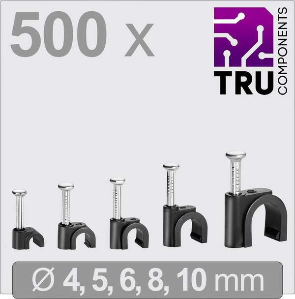 TRU COMPONENTS T24CA133 Cavalier  TC-13448484 Plage de Ø du faisceau 2 à 10 mm   noir 500 pc(s)