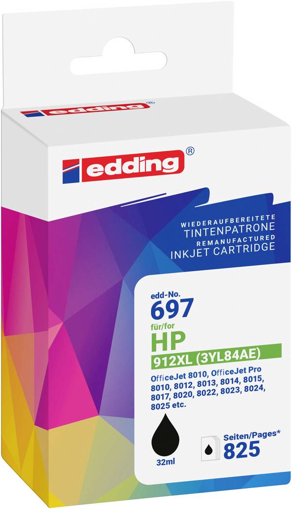 Edding Encre remplace HP 912XL (3YL84AE) compatible  noir EDD-697 18-697