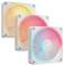 Trois ventilateurs PC avec éclairage RVB affichent des couleurs différentes : Jaune, Rose et Bleu. Idéal pour les ordinateurs qui souhaitent des touches lumineuses.