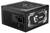 Bloc d'alimentation PC noir avec grille de ventilation, interrupteur et connecteurs, pourvu sur le côté d'un motif de dragon stylisé et du logo 'MAG'.
