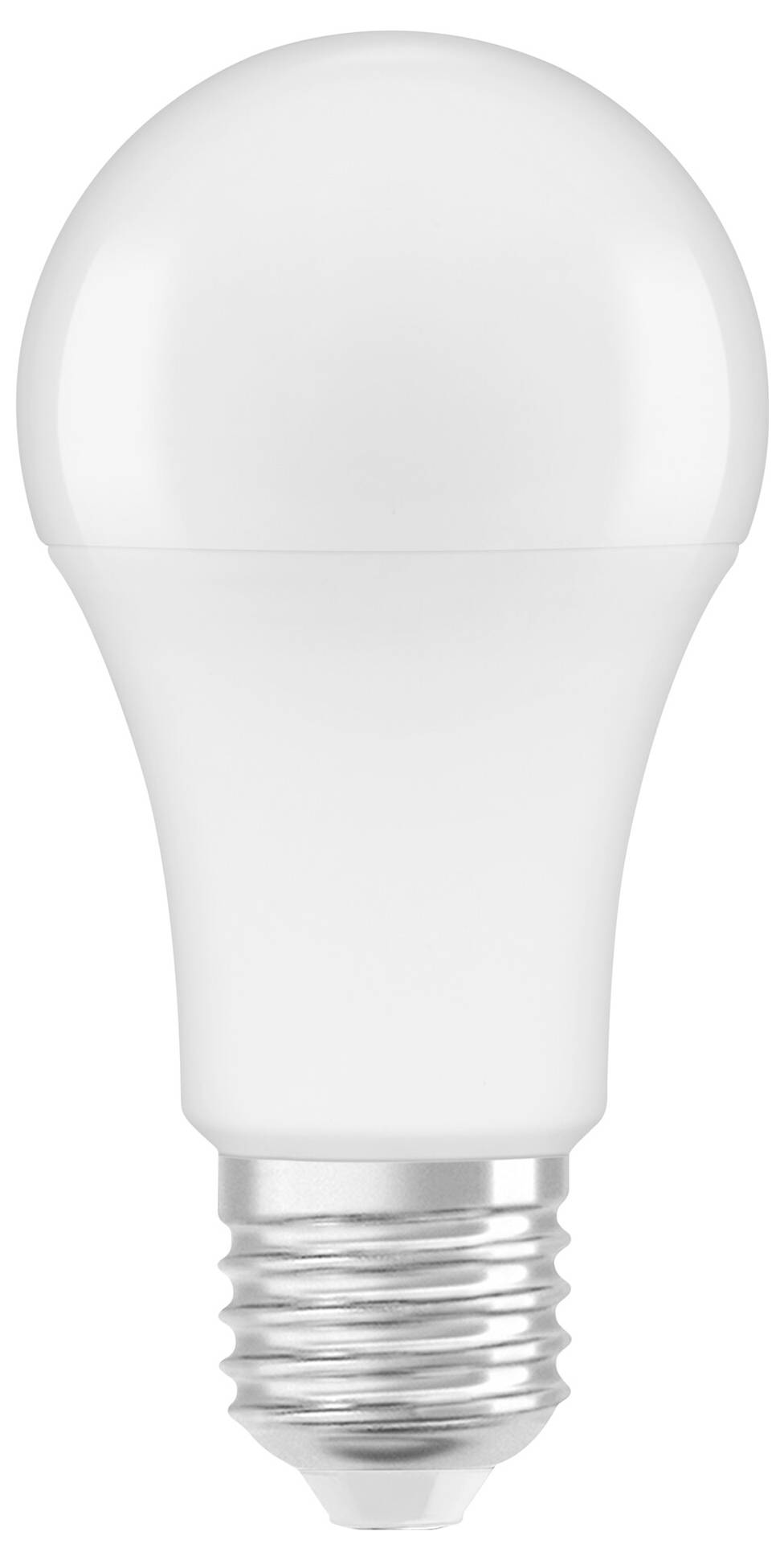 Une ampoule LED blanche avec une finition lisse et mate, et un culot E27. Idéale pour un éclairage économe en énergie.