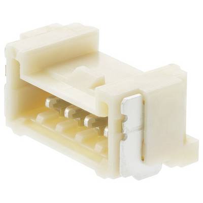 Un connecteur en plastique blanc avec quatre contacts métalliques. Il est de forme rectangulaire et est utilisé dans des appareils électroniques.