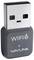 Adaptateur USB Wi-Fi portant l'inscription 'WiFi 6' et 'WAVLINK'. Forme carrée, contacts USB argentés, corps gris avec voyant LED bleu.