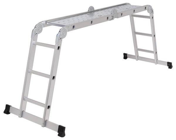 TOOLCRAFT    TO-10104645  aluminium  Echelle polyvalente  pliable  Hauteur de travail (max.): 4.3 m  argent    15.7 kg