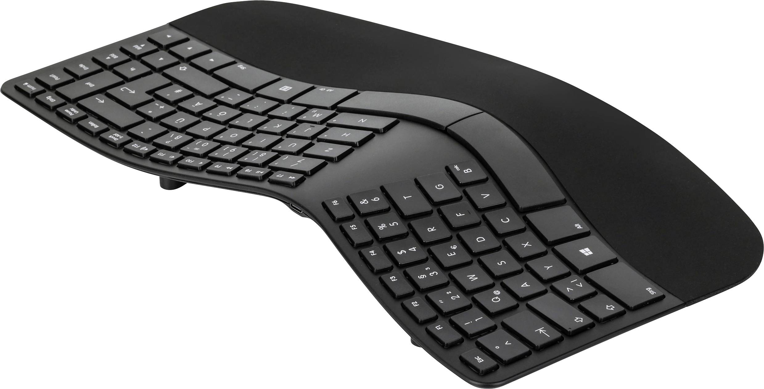 Matias FK413PCD-DE Sculpted Ergonomic Rechargeable Keyboard sans fil Clavier allemand, QWERTZ noir ergonomique-0