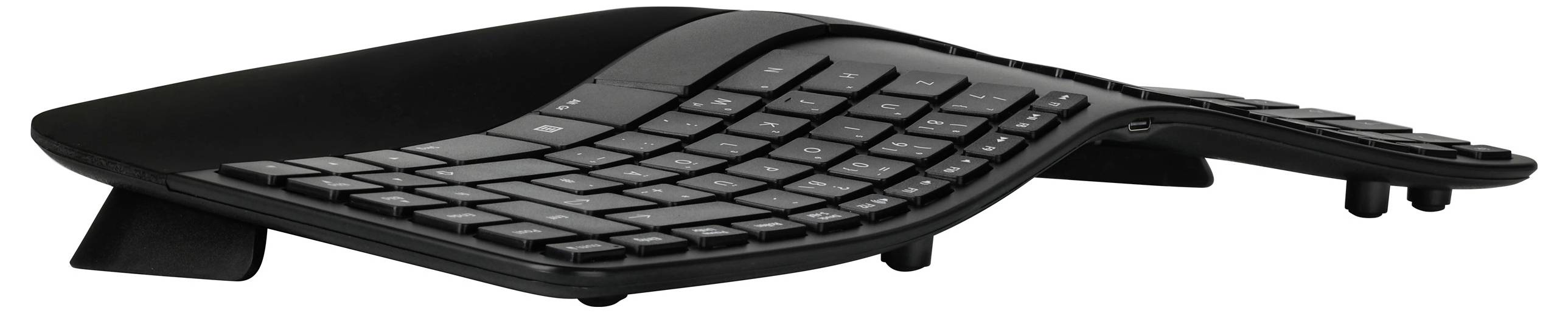 Matias FK413PCD-DE Sculpted Ergonomic Rechargeable Keyboard sans fil Clavier allemand, QWERTZ noir ergonomique-1