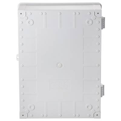Couvercle gris en plastique d'une prise électrique, plaque de montage polyvalente, robuste et résistante aux intempéries.