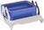 Une pièce métallique bleue rectangulaire avec support. Elle possède une poignée sur sa face inférieure et semble être un composant d'appareil.