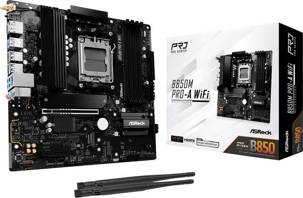 ASRock B850M Pro-A Carte mère Socket (PC) AMD® AM5 Facteur de forme (détails) Micro-ATX Chipset de la carte mère AMD® B850
