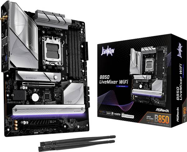 ASRock B850 LiveMixer Carte mère Socket (PC) AMD® AM5 Facteur de forme (détails) ATX Chipset de la carte mère AMD® B850