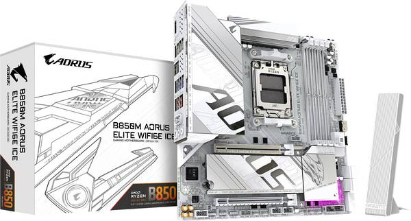Gigabyte B850M A ELT WF6E ICE Carte mère Socket (PC) AMD® AM5 Facteur de forme (détails) Micro-ATX Chipset de la carte mère AMD® B850