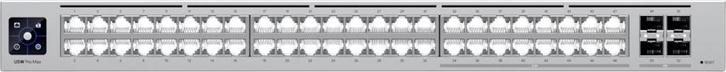 Mixeur audio argenté avec de nombreux potentiomètres rotatifs et boutons. Dans le coin supérieur gauche se trouve une unité de contrôle avec des touches et un écran.