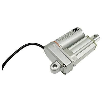 Actionneur linéaire électrique industriel avec câble d'alimentation attaché, présenté sur fond blanc.