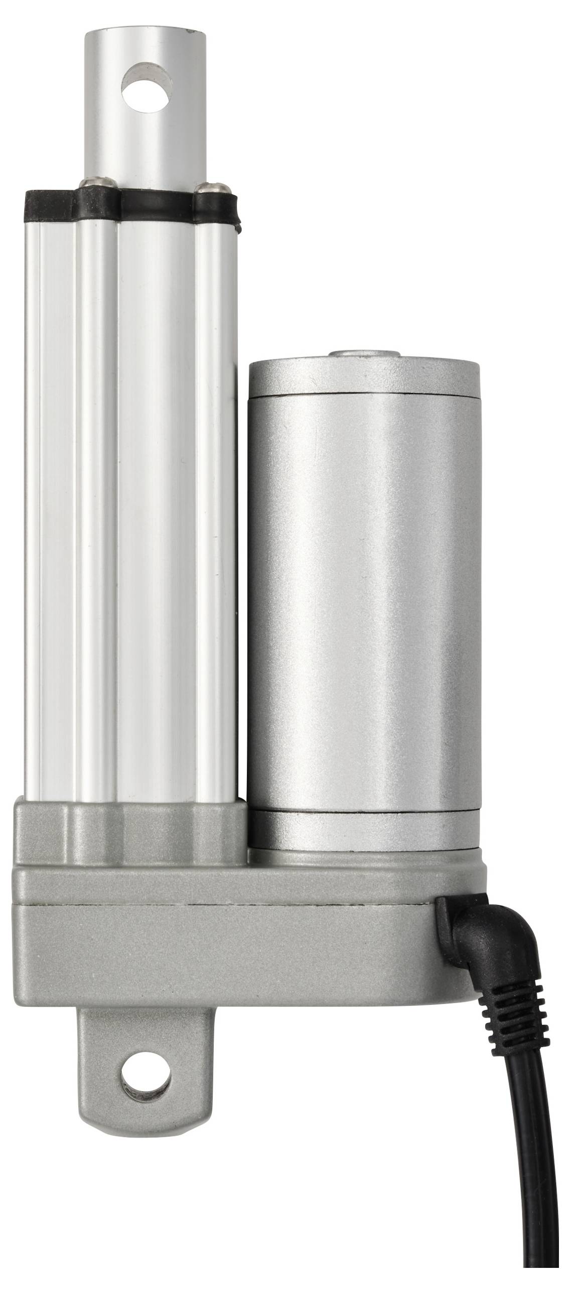 Un moteur électrique argenté avec un boîtier cylindrique et un raccordement de câble, adapté aux applications industrielles.