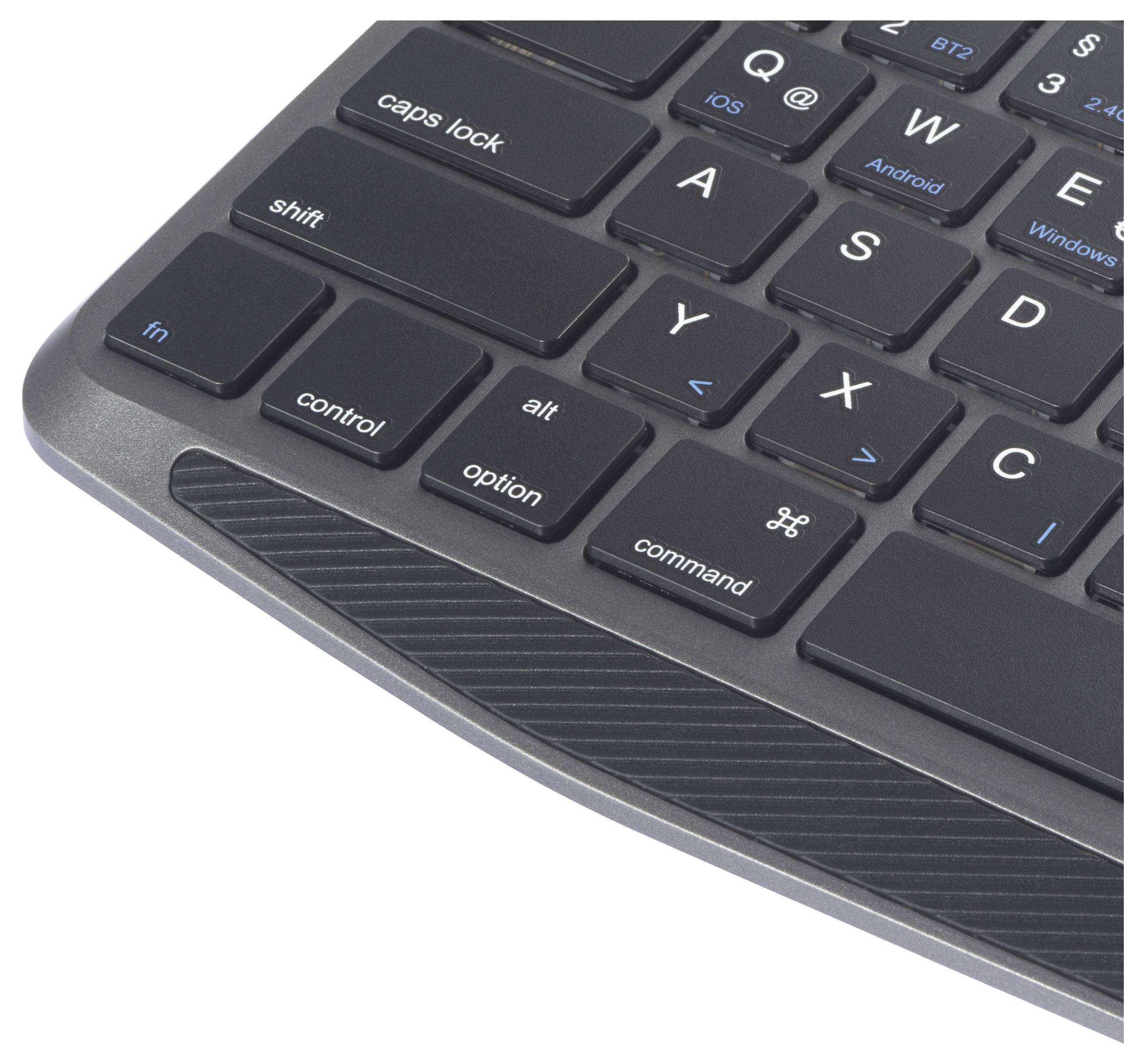 Renkforce RF-WLBTKB-300 Bluetooth, radio Clavier allemand, QWERTZ noir pavé tactile intégré, rechargeable, fonction Mult-5